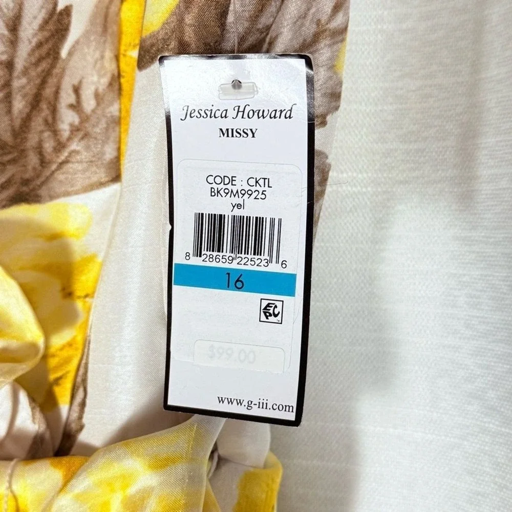 Jessica Howard New Floral Yellow & cream Chiffon Women's Dress size‎ 16 ruffle - Picture 6 of 11